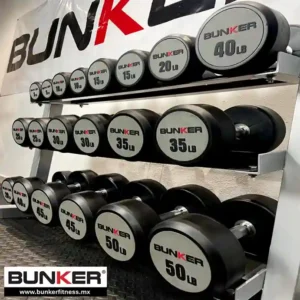 Set de mancuernas redondas con rack para ejercicio y gimnasio bunker gym bunker fitness
