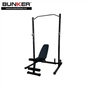 banca multiposiciones con rack multifuncional  para ejercicio y gimnasio en casa bunker gym bunker fitness