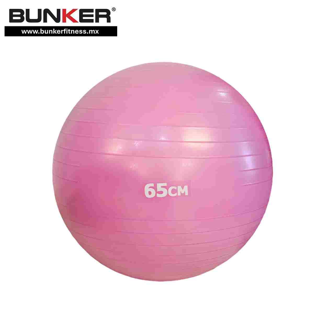 pelota de pilates y yoga rosa de 65cm fitness para ejercicio y gimnasio en casa bunker gym bunker fitness