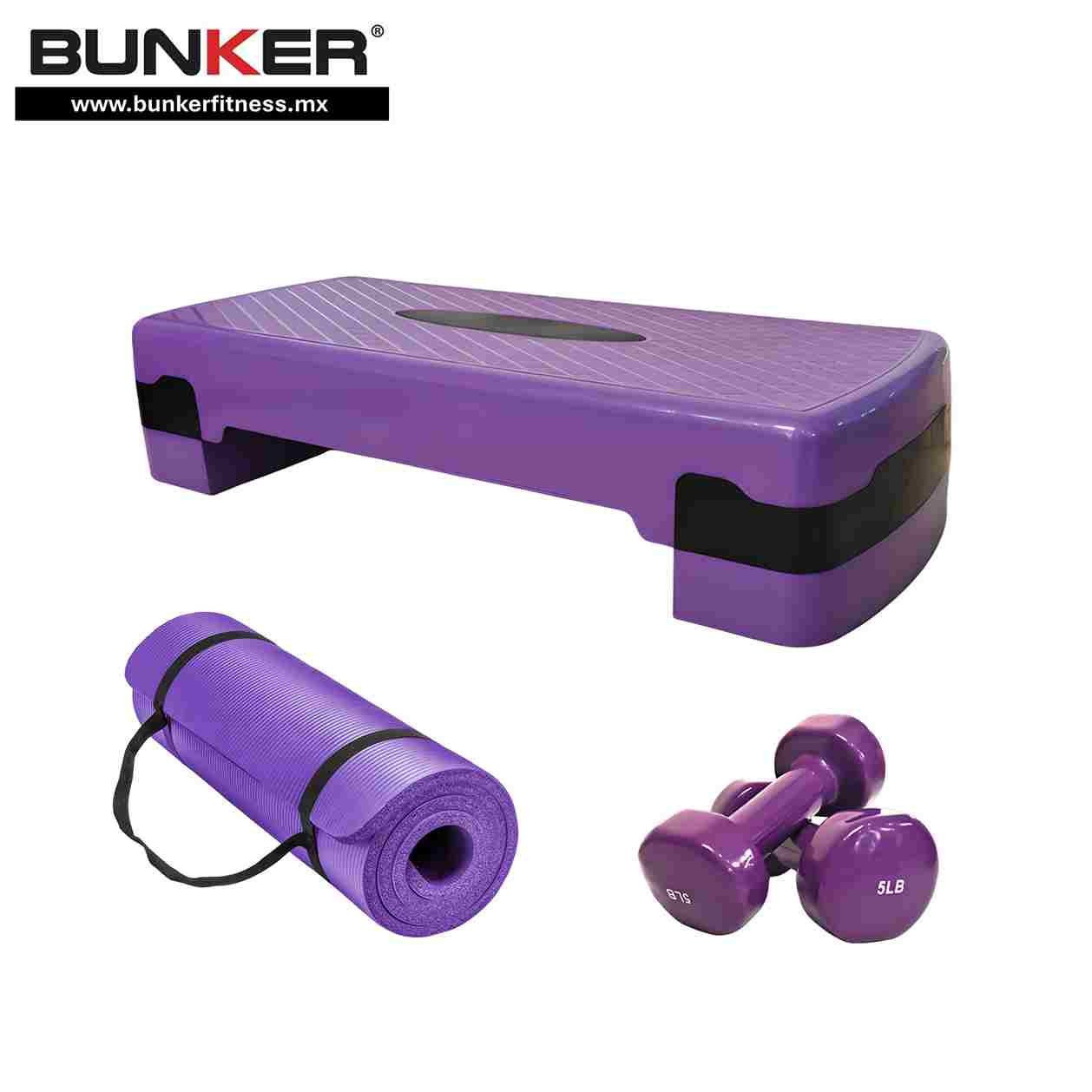 step para aerobics y cardio ajustable con tapete yoga y mancuernas fitness para ejercicio y gimnasio en casa bunker gym bunker fitness
