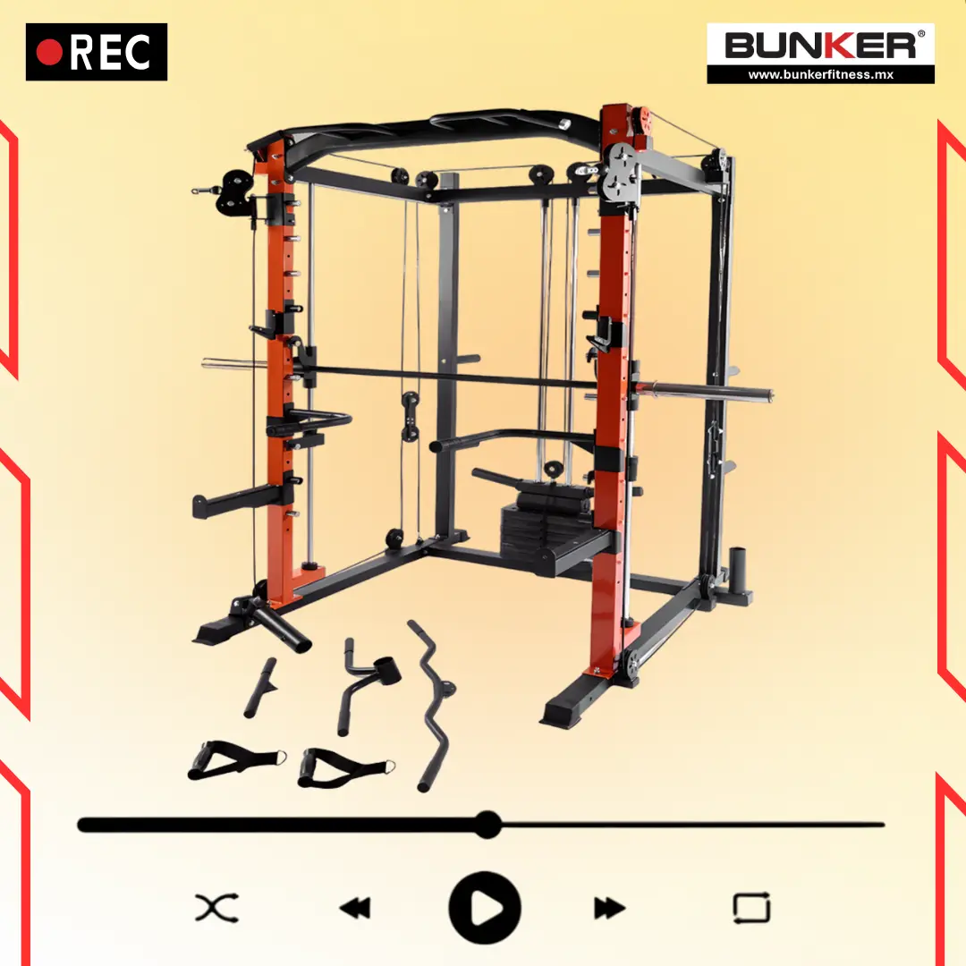 gimnasio multifuncional power smith machine para ejercitar cuerpo completo, gimnasio en casa bunker gym bunker fitness