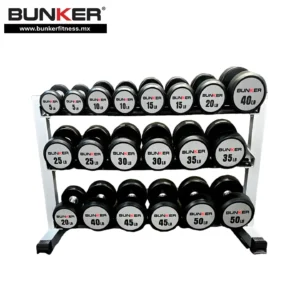 mancuernas redondas con rack de 05 - 50 libras bunker fitness Aparatos para hacer ejercicio Gimnasio en casa equipos de gimnasio