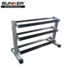 rack para mancuernas tres nivles 10 pares bunker fitness Aparatos para hacer ejercicio Gimnasio en casa equipos de gimnasio