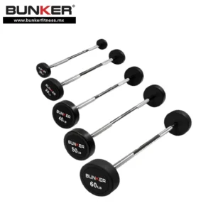 set de 5 barras rectas de peso fijo 20 hasta 60 lb bunker fitness para ejercicio y gimnasio en casa gym import fitness