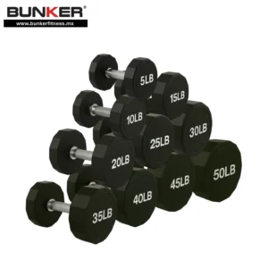 mancuernas decagonales en caucho bunker fitness Aparatos para hacer ejercicio Gimnasio en casa