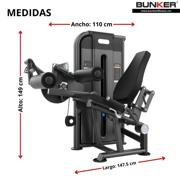 aparato femoral sentado con peso integrado bunker fitness Aparatos para hacer ejercicio medidas
