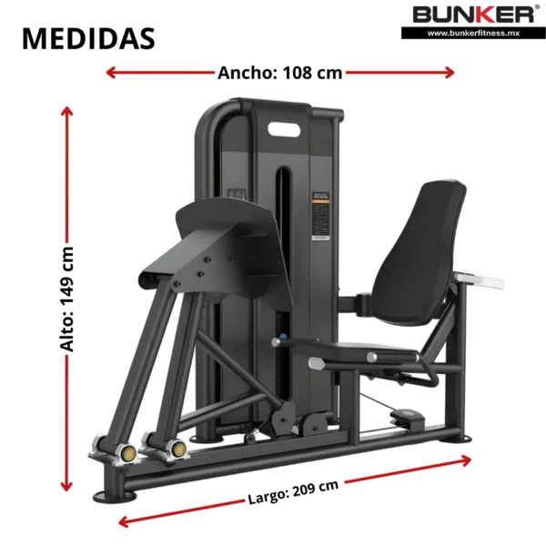 aparato prensa de pierna con peso integrado bunker fitness Aparatos para hacer ejercicio medidas