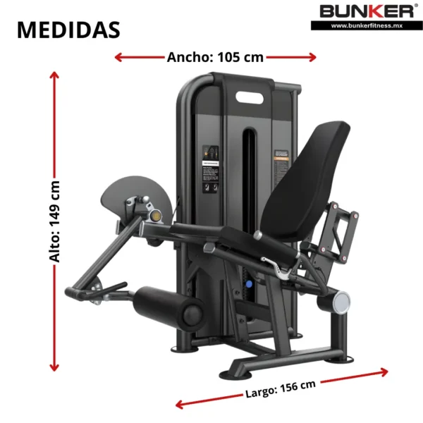 extensión de pierna sentado con peso integrado bunker fitness Aparatos para hacer ejercicio medidas
