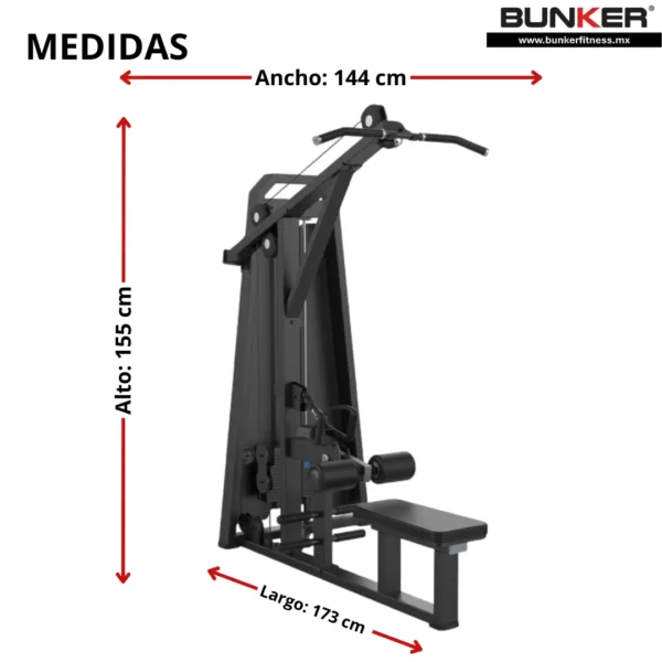 jalon de espalda y remo ts peso integrado bunker fitness Aparatos para hacer ejercicio medidas