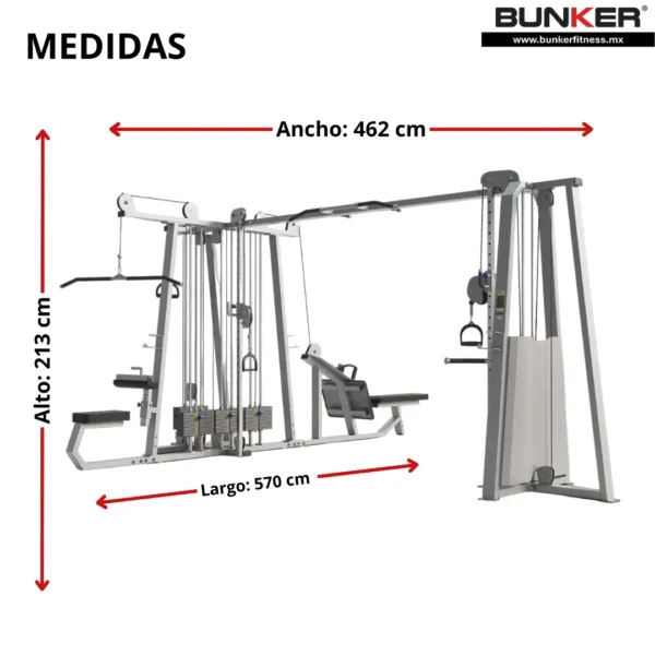 jungla gym de 5 estaciones de peso integrado bunker fitness Aparatos para hacer ejercicio Gimnasio med