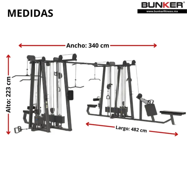 jungla gym de 8 estaciones de peso integrado bunker fitness Aparatos para hacer ejercicio Gimnasio med
