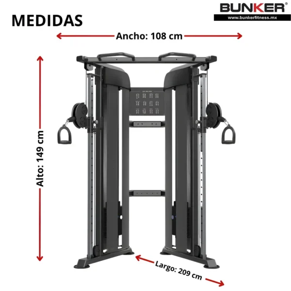 aparato de crossover con cables maquinas de peso integrado bunker fitness equipos de peso integrado medidas
