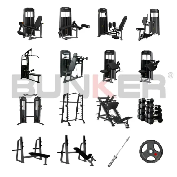 paquete 2 maquinas de peso integrado bunker fitness equipos de peso integrado
