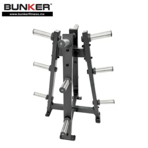 Rack vertical de tres niveles para discos olímpicos